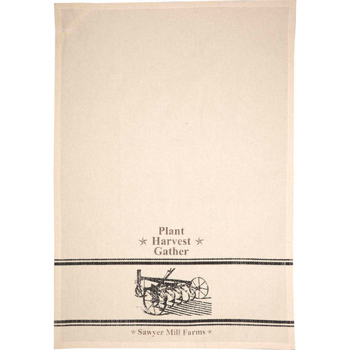 Sawyer Mill Charcoal Plow & Corn Muslin Unbleached Natural Tea Towel Set of 2 19x28