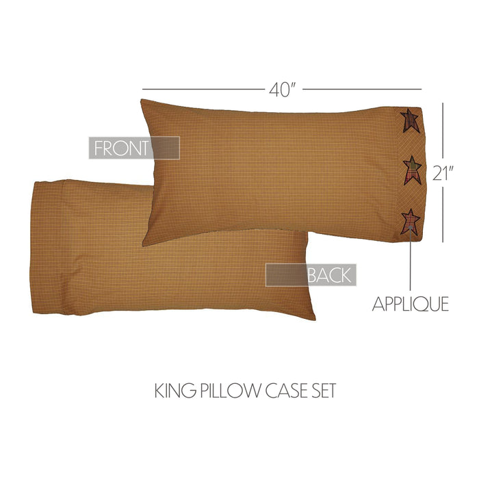 Stratton King Pillow Case w/Applique Star Set of 2 21x40