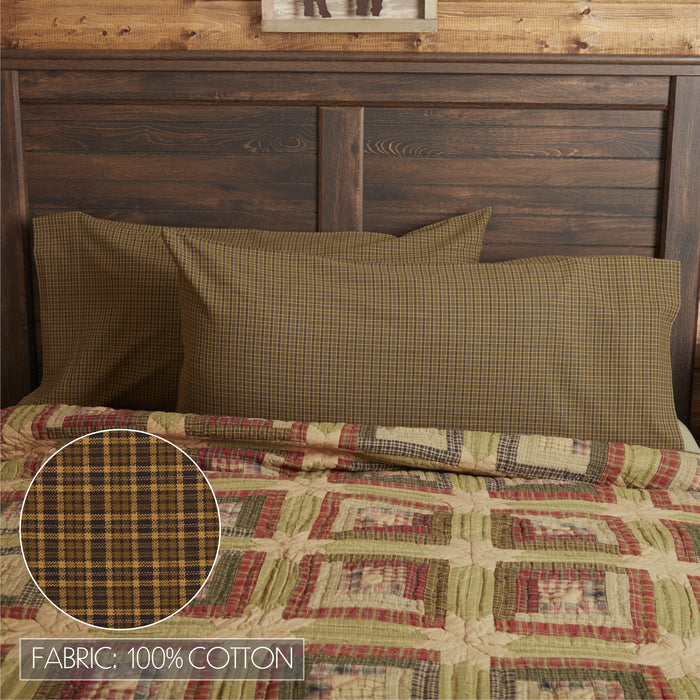 Tea Cabin Green Plaid King Pillow Case Set of 2 21x40