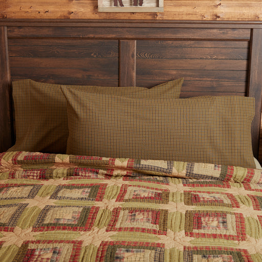 Tea Cabin Green Plaid King Pillow Case Set of 2 21x40