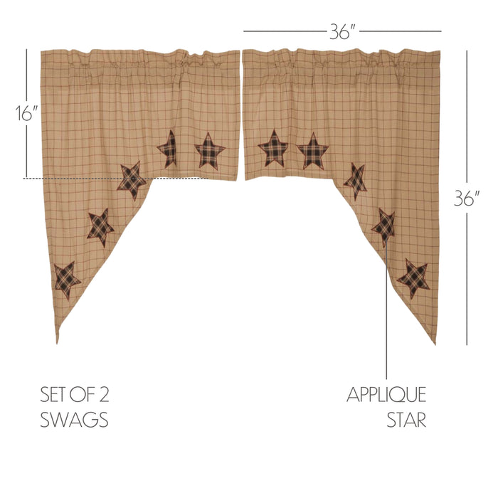 Bingham Star Swag Applique Star Set of 2 36x36x16