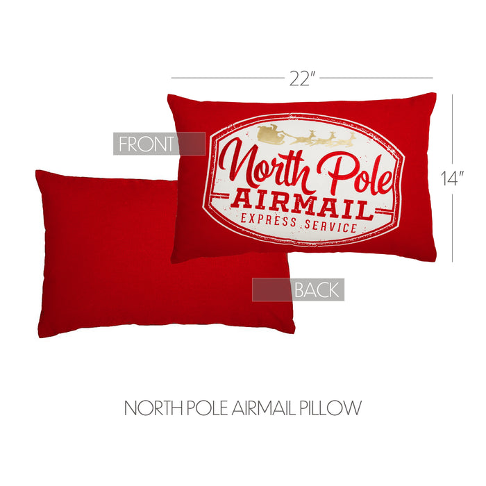 North Pole Airmail Pillow 14x22