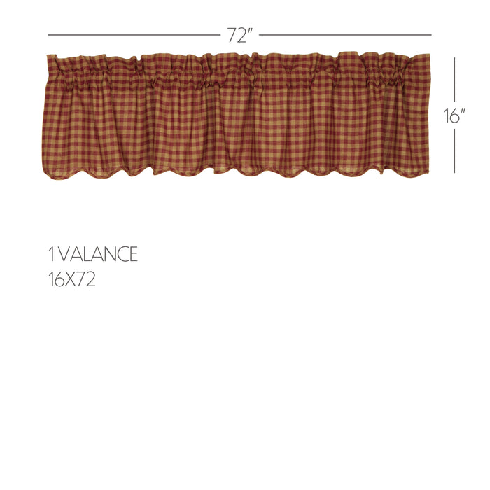 Burgundy Check Scalloped Valance 16x72