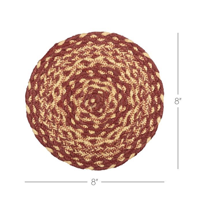 Burgundy Tan Jute Trivet 8