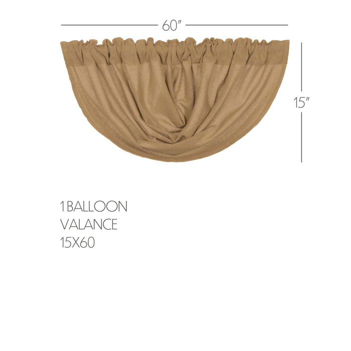 Burlap Natural Balloon Valance 15x60