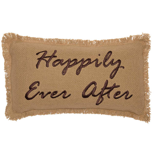 Burlap Natural Pillow Happily Ever After 7x13