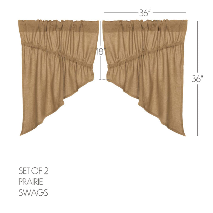 Burlap Natural Prairie Swag Set of 2 36x36x18