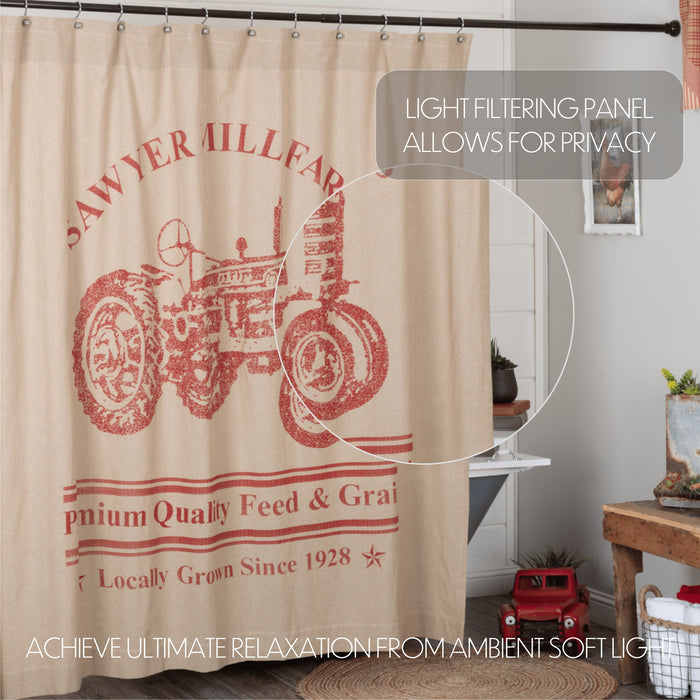 Sawyer Mill Red Tractor Shower Curtain 72x72