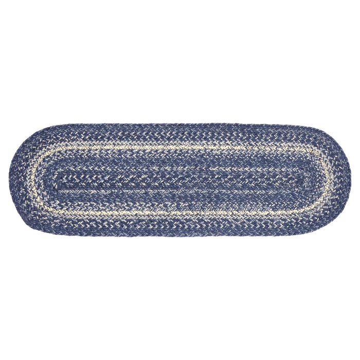 Great Falls Blue Jute Stair Tread Oval Latex 8.5x27