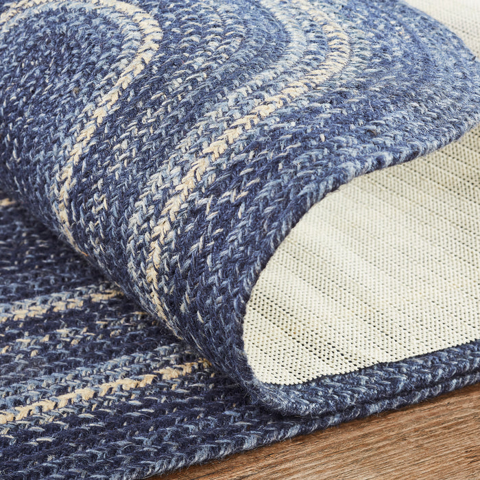 Great Falls Blue Jute Rug/Runner Oval w/ Pad 22x72