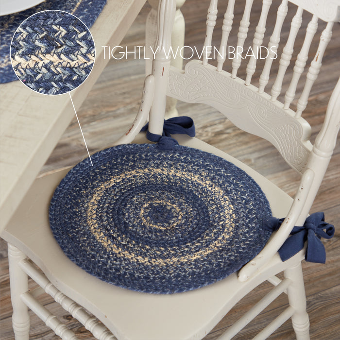 Great Falls Blue Jute Chair Pad 15 inch Diameter