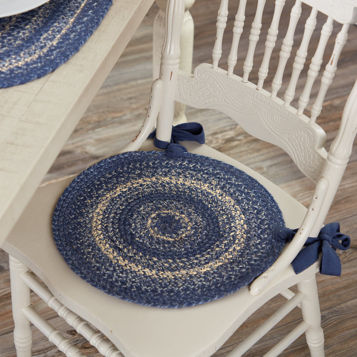 Great Falls Blue Jute Chair Pad 15 inch Diameter