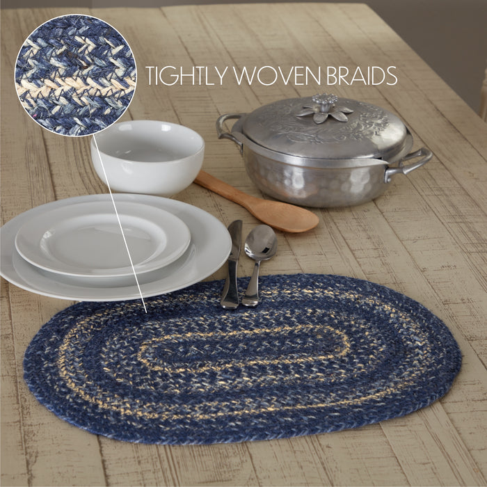 Great Falls Blue Jute Oval Placemat 12x18