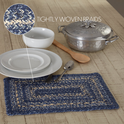 Great Falls Blue Jute Rect Placemat 10x15