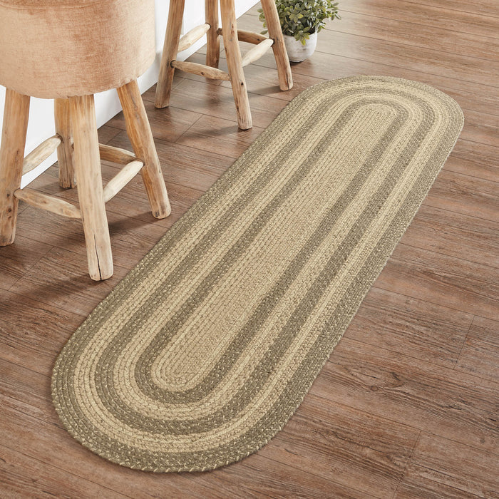 Cobblestone Jute Rug/Runner Oval w/ Pad 22x72