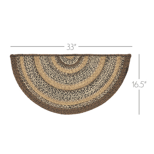 Espresso Jute Rug Half Circle w/ Pad 16.5x33