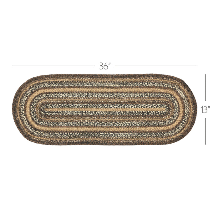 Espresso Jute Oval Runner 13x36