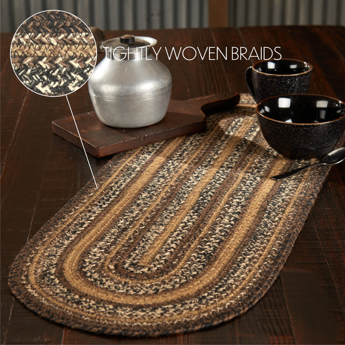 Espresso Jute Oval Runner 13x36