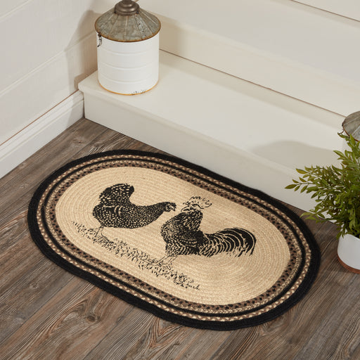 Sawyer Mill Charcoal Poultry Jute Rug Oval w/ Pad 20x30