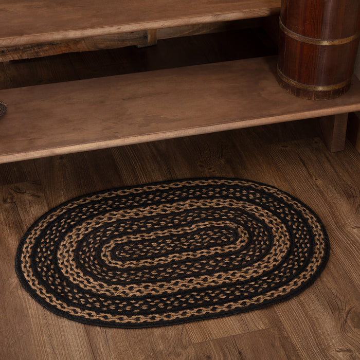 Black & Tan Jute Rug Oval w/ Pad 20x30