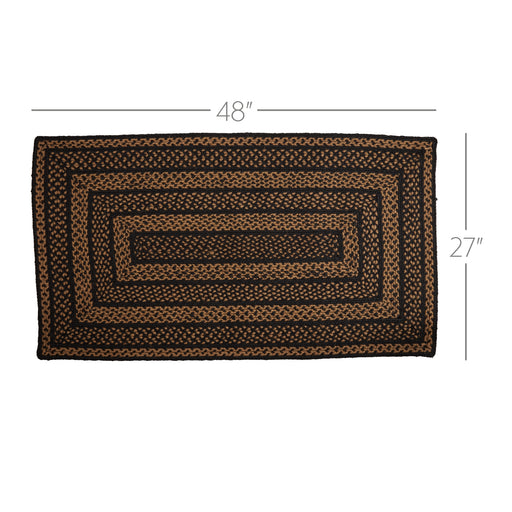 Black & Tan Jute Rug Rect w/ Pad 27x48