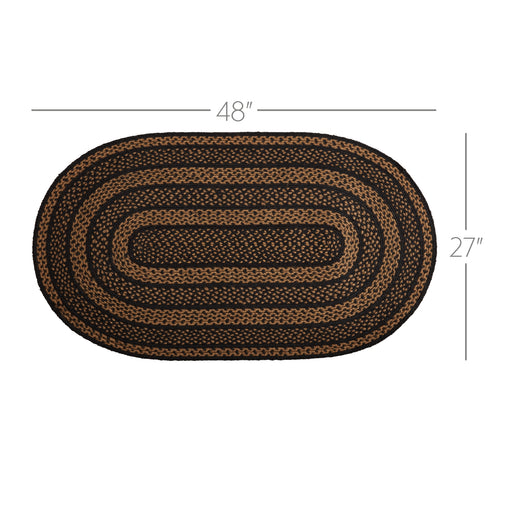 Black & Tan Jute Rug Oval w/ Pad 27x48