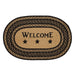 Farmhouse Jute Rug Oval Stencil Stars Welcome w/ Pad 20x30