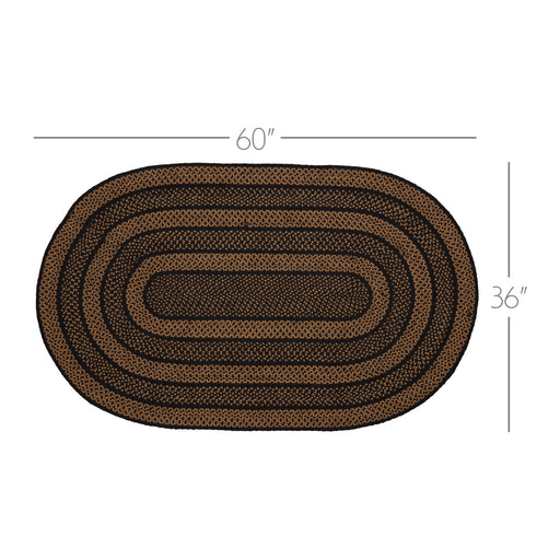 Black & Tan Jute Rug Oval w/ Pad 36x60