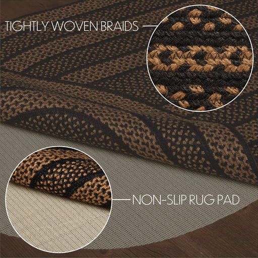 Black & Tan Jute Rug Oval w/ Pad 36x60