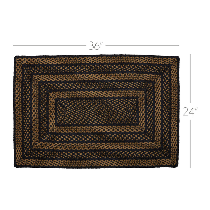 Black & Tan Jute Rug Rect w/ Pad 24x36