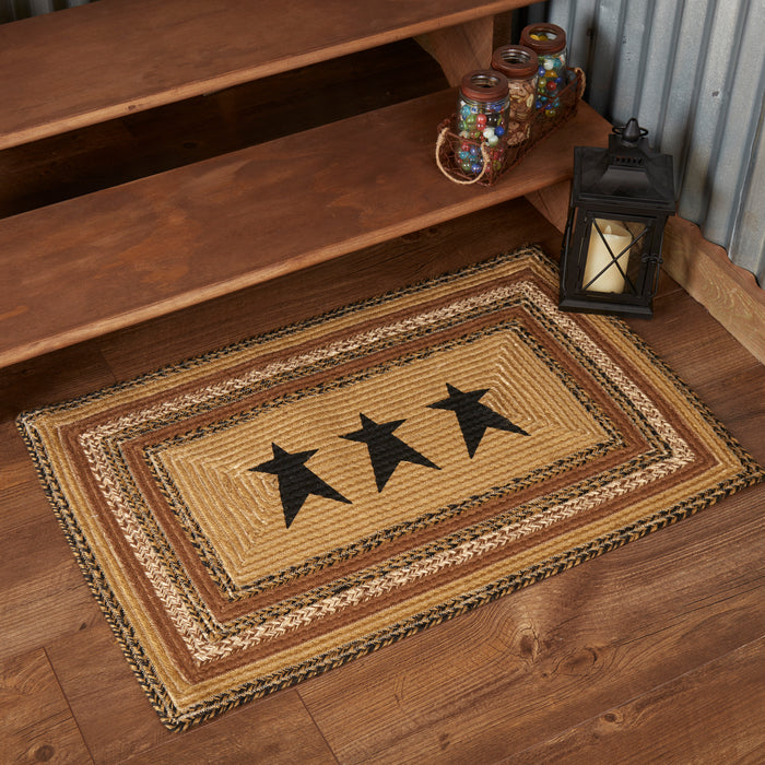 Kettle Grove Jute Rug Rect Stencil Stars w/ Pad 24x36