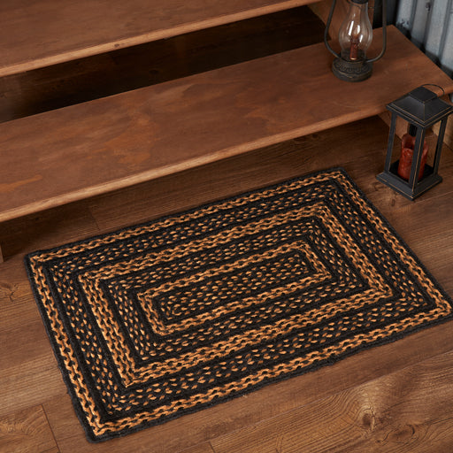 Black & Tan Jute Rug Rect w/ Pad 20x30