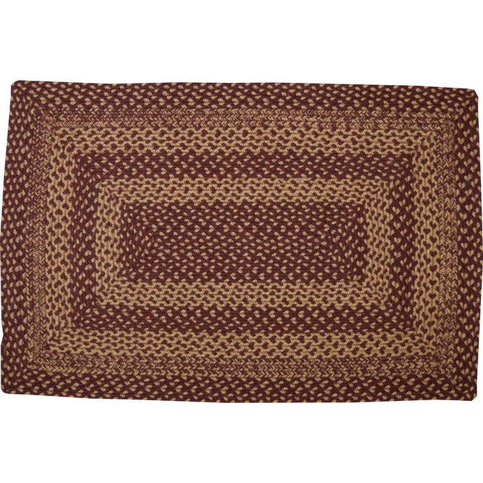 Burgundy Tan Jute Rug Rect w/ Pad 24x36