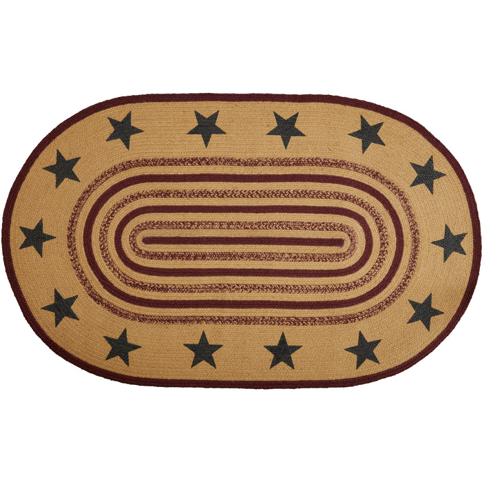 Potomac Jute Rug Oval Stencil Stars w/ Pad 36x60