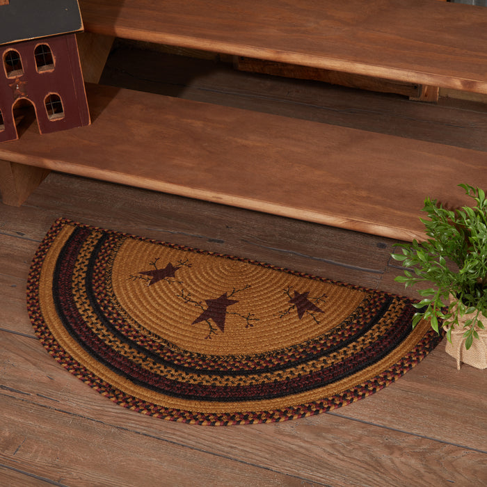 Heritage Farms Star and Pip Jute Rug Half Circle w/ Pad 16.5x33