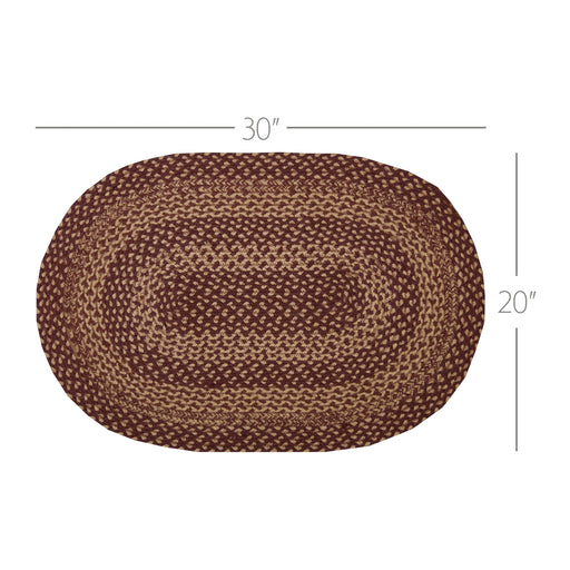 Burgundy Tan Jute Rug Oval w/ Pad 20x30