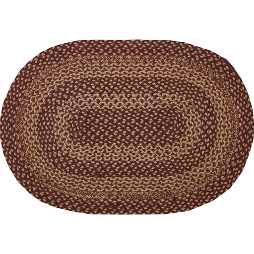 Burgundy Tan Jute Rug Oval w/ Pad 20x30