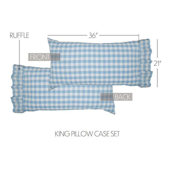 Annie Buffalo Blue Check King Pillow Case Set of 2 21x36+4
