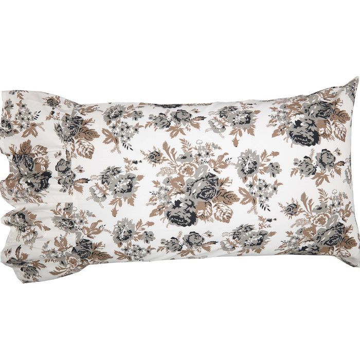 Annie Portabella Floral Ruffled Standard Pillow Case Set of 2 21x26+8