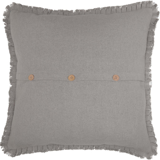 Burlap Dove Grey Fabric Euro Sham w/ Fringed Ruffle 26x26