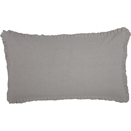 Burlap Dove Grey King Sham w/ Fringed Ruffle 21x37