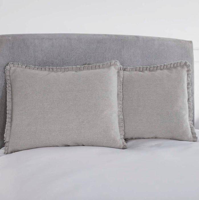 Burlap Dove Grey Standard Sham w/ Fringed Ruffle 21x27