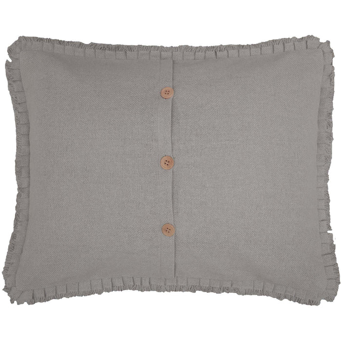 Burlap Dove Grey Standard Sham w/ Fringed Ruffle 21x27