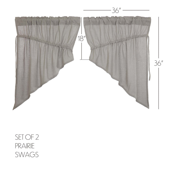 Burlap Dove Grey Prairie Swag Set of 2 36x36x18