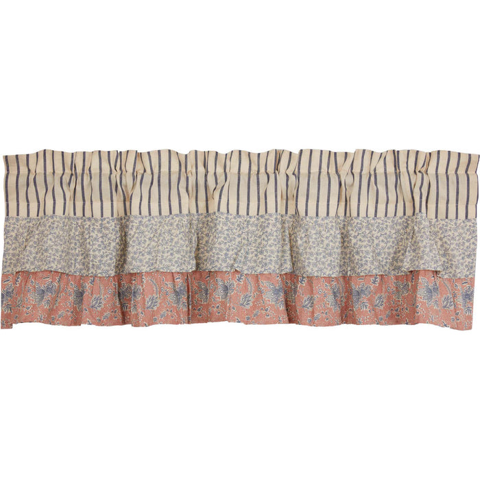 Kaila Ticking Blue Ruffled Valance 16x60