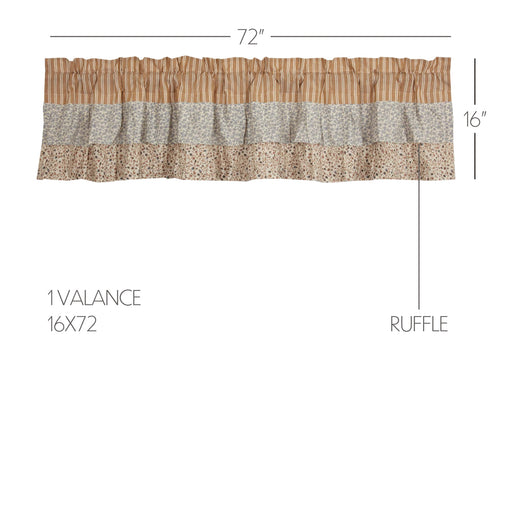 Kaila Ticking Gold Ruffled Valance 16x72