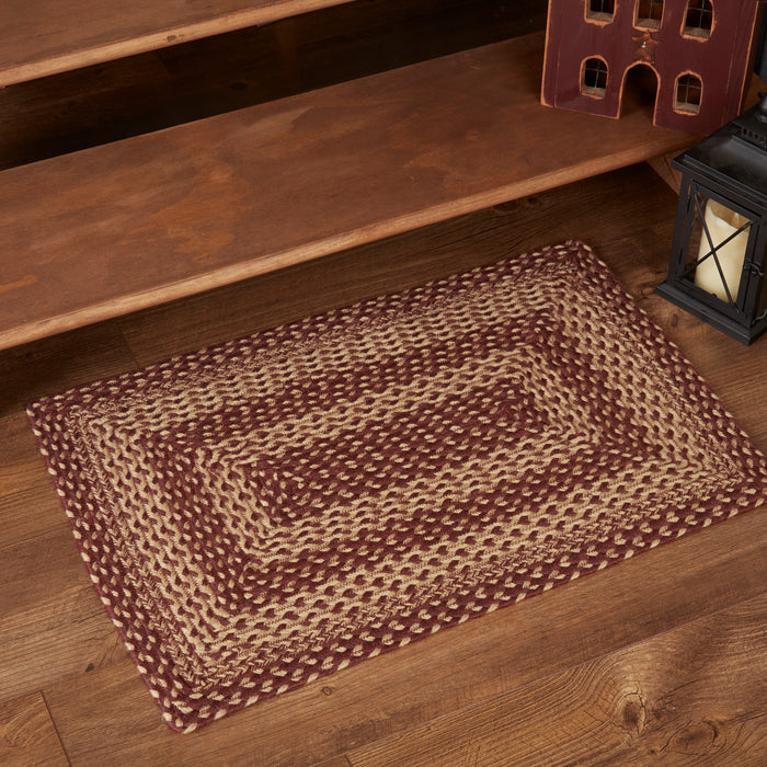 Burgundy Tan Jute Rug Rect w/ Pad 20x30