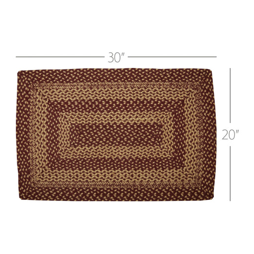 Burgundy Tan Jute Rug Rect w/ Pad 20x30