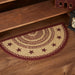 Burgundy Tan Jute Rug Half Circle Stencil Stars w/ Pad 16.5x33