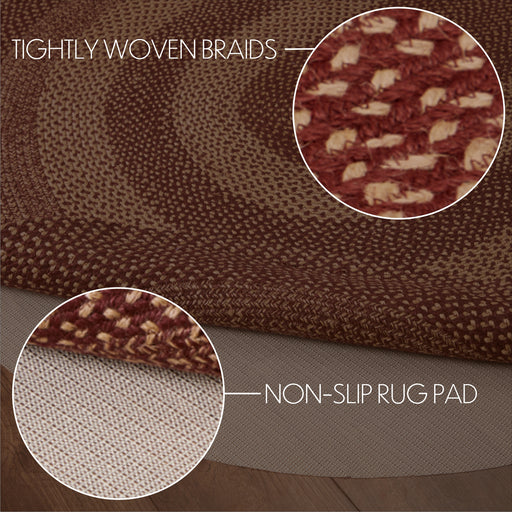 Burgundy Tan Jute Rug Oval w/ Pad 60x96